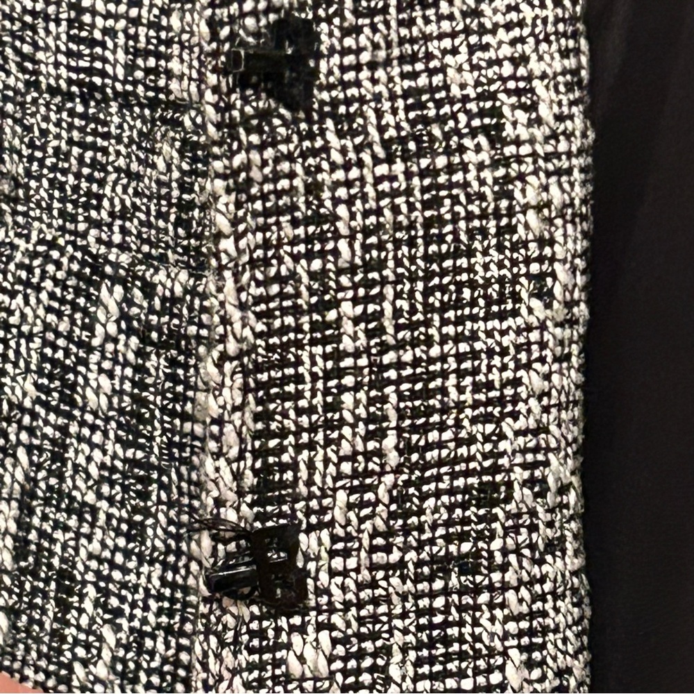 Karl Lagerfeld Black and White Tweed and Fringe Career Blazer Size 10 - Picture 5 of 14